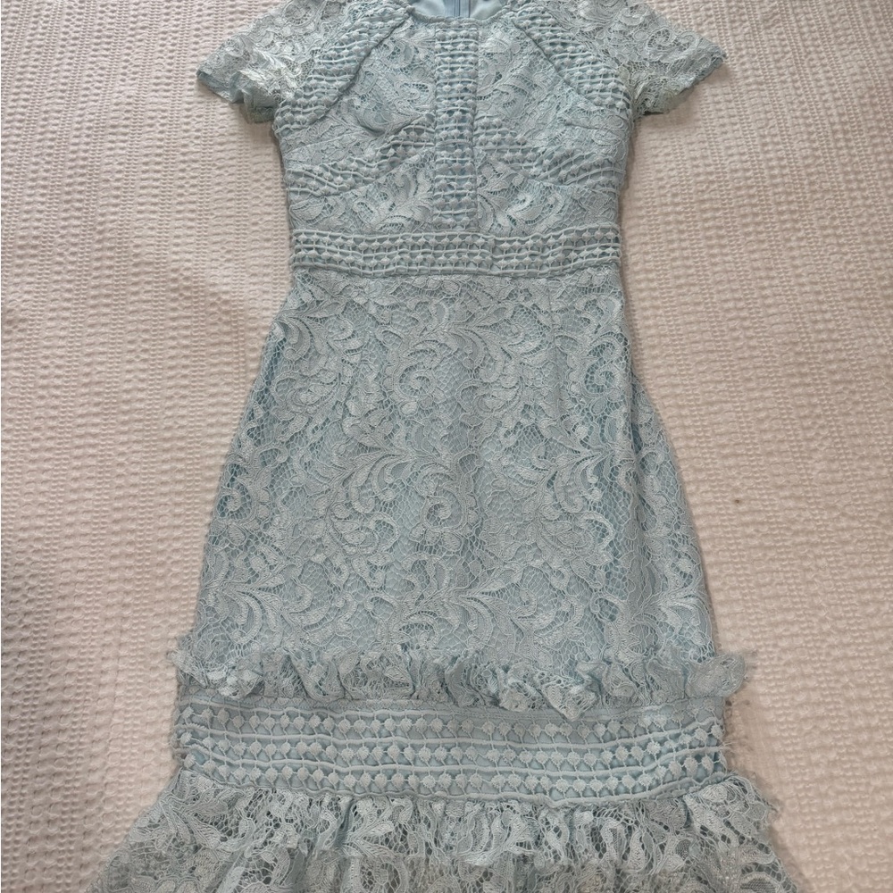 PrettyLittleThing Lace Dress in Soft Blue